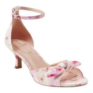 Bandolino Women's Andora Bow Kitten Heel Sandals Pink Floral Size 9 1/2 M